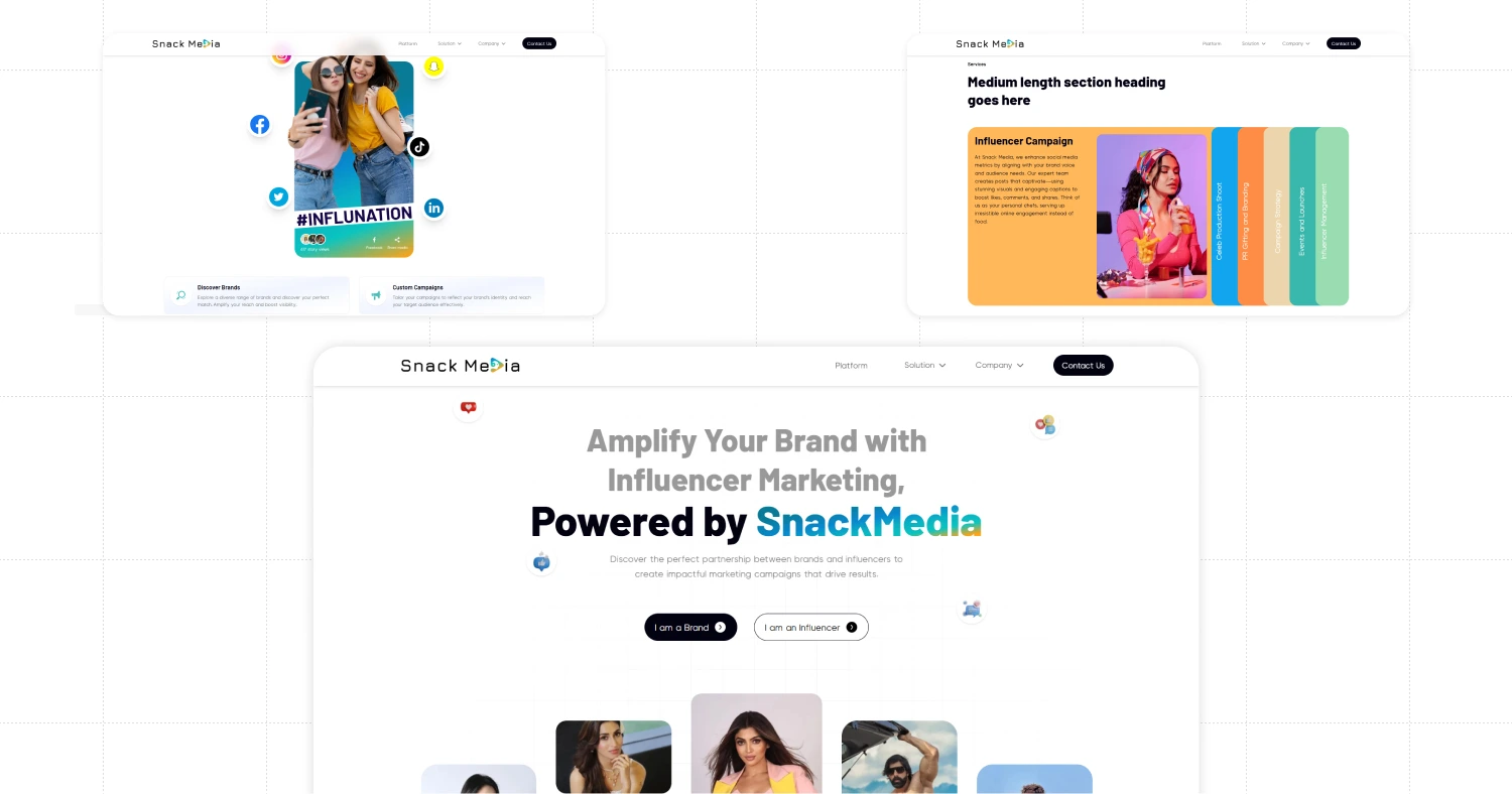 snackmedia website screenshots